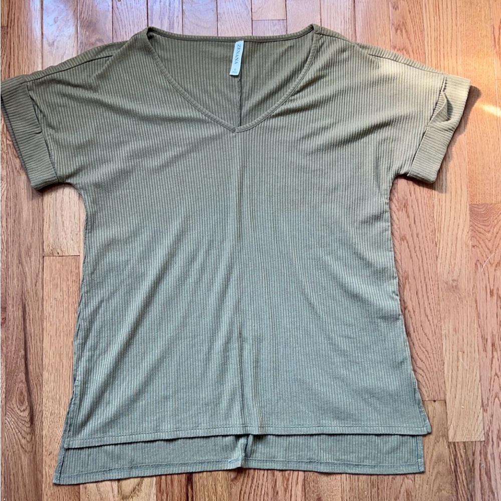 Large Zenana Olive Green Top
